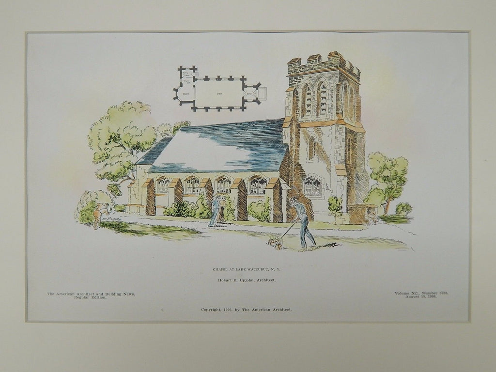 Chapel, Lake Waccubuc, NY, 1906, Original Plan. Upjohn.