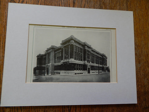 Lincoln High School, Portland, Oregon, 1914, Lithograph. Whitehouse & Fouilhoux.