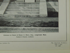 Entrance to House of Henry S. Howe, Longwood, MA, 1904, Lithograph. Peabody & Stearns.