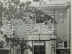 Entrance to House of Henry S. Howe, Longwood, MA, 1904, Lithograph. Peabody & Stearns.