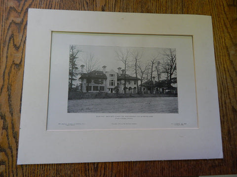 Rear View: House of E.J. Bliss, Nr Chestnut Hill Reservoir, MA,1905, Lithograph. Clough & Wardner.