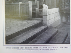 Nun Gallery & Rector's Stall in St. Thomas's Church, NY, 1914, Lithograph. Cram, Goodhue & Ferguson.