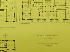 Number 471 Park Avenue, New York, NY, 1909, Original Plan. Charles W. Buckham.