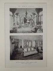 Loggia & Living Room, House of Charles L. Briggs, Miami, FL, 1919, Lithograph. Gordon E. Mayer.