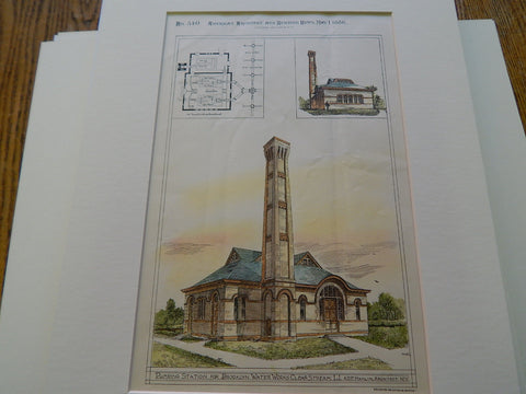 Pumping Station Brooklyn Water Works Clear Stream, L.I., NY 1886 Original Plan. A.D.F. Hamlin.