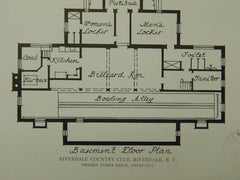 Great Hall & Basement, Riverdale Country Club, Riverdale, NY, 1921, Lithograph. Dwight James Baum.
