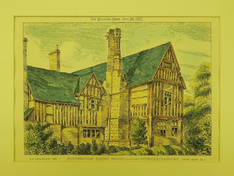 Southeast View, Huddington Court House, Huddington, England, 1881, Original Plan.