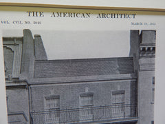 House of Marshall J. Dodge, No.37 E.68th St, NY,1915. Lithograph. Delano & Aldrich.