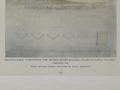 Winning Design, Headquarters, Polish National Alliance, Chicago, IL, 1924, Original Plan. Raymond M. Hood.