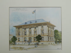 U.S. Post Office and Court House, Elizabeth City, NC, 1905. Original Plan. James Knox Taylor.