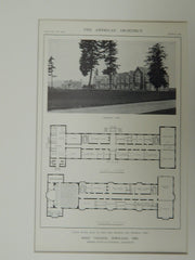 Floor Plan & View of Hall of Arts and Sciences, Reed College, Portland, OR, 1914. Doyle & Patterson.
