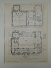 US Post Office and Custom House, Burlington, VT, 1905, Original Plan. James Knox Taylor.
