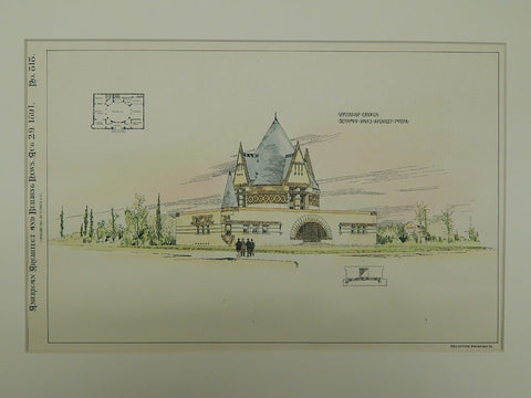 Unitarian Church, Topeka KS, 1891. Seymour Davis. Original Plan