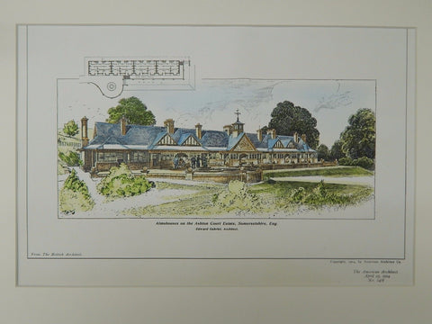 Almshouses on the Ashton Court Estate, Somersetshire, England, 1904. Edward Gabriel.
