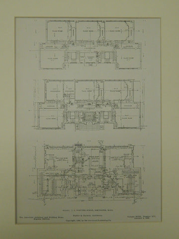 Floor Plans, J. G. Whittier School, Dorchester, MA, 1908, Parker & Thomas.