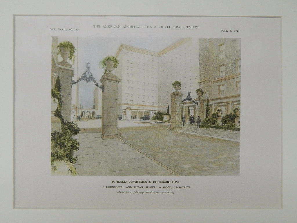Schenley Apartments, Pittsburgh, PA, 1923, Original Plan. H. Hornbostel and Rutan, Russell & Wood.