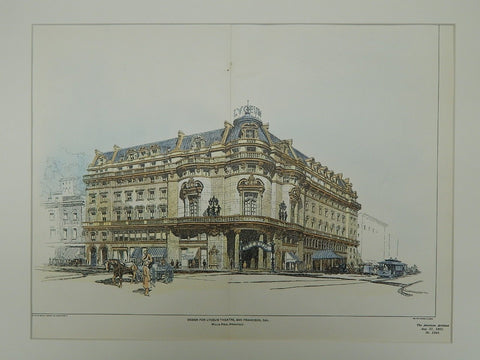 Design for the Lyceum Theatre, San Francisco CA, 1901. Willis Polk. Original