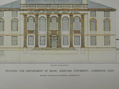 Department of Music Building, Harvard University, Cambridge, MA, 1916, Original Plan. Howells & Stokes.