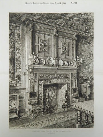 Fireplace in the Hotel of Mr. H. G. Marquand in New York NY, 1894. Original
