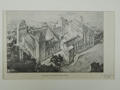 Palace of the Popes in Avignon, France, 1903. Original