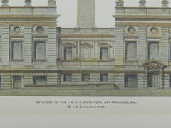 Extension of the I. O. O. F. Crematory in San Francisco CA, 1901. B. J. S. Cahill