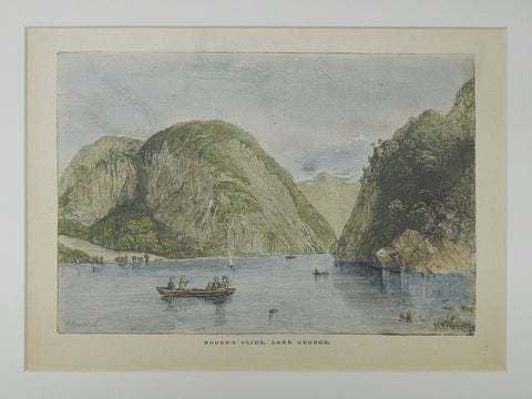 Roger's Slide, Lake George, NY, 1883, Original Scene, America Illustrated.
