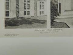 Exterior, House of John F. Wilkins, Rockville, MD, 1925, Lithograph. John Russell Pope.