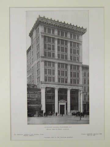The Munsey Building, Washington, DC, 1906, Lithograph.  McKim, Mead & White.
