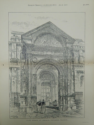 Side Porch at St. Sernin in Toulouse, France, 1897. Original