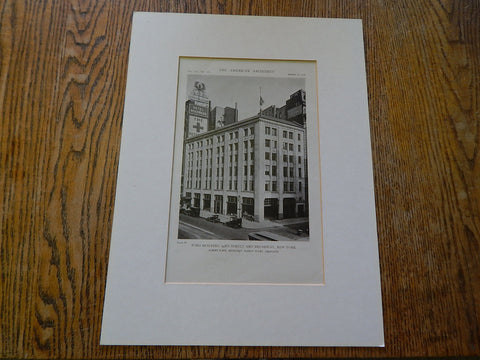 Exterior, Ford Building, 54th Street and Broadway, New York, NY, 1919, Lithograph. Albert Kahn.