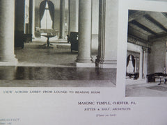 Lobby, Masonic Temple, Chester, PA, 1924, Lithograph. Ritter & Shay.