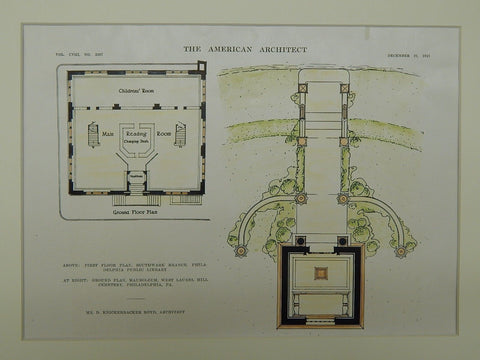 Two D. Knickerbacker Boyd Buildings, Philadelphia PA, 1915. Original