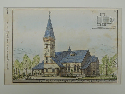 St. Paul's Lutheran Church in Spring Grove PA, 1879. J. A. Dempwolf. Original