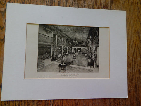 Lobby, Atlanta-Biltmore Hotel, Atlanta, GA, 1924, Lithograph. Schultze & Weaver.