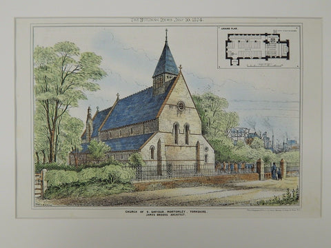 Church of St. Saviour, Mortomley, Yorkshire, UK, 1874, Original Plan. James Brooks.