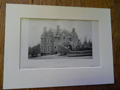 House of Mr. John L. Batchelder,JR., Front Exterior. Brookline,MA,1905,Lithograph. Shepley, Rutan & Coolidge.