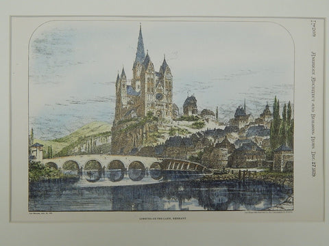 Limbrugh-on-the-Lahn, Germany, 1879. Original, Hand-Colored