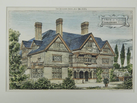 House at Chislehurst, London, England, 1883.  Ernest Newton. Original Plan