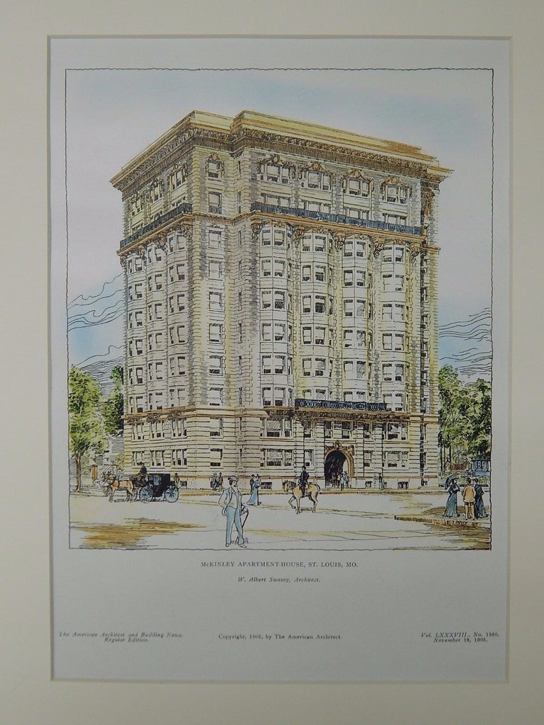 McKinley Apartment-House, St. Louis, MO, 1905. W. Albert Swasey.
