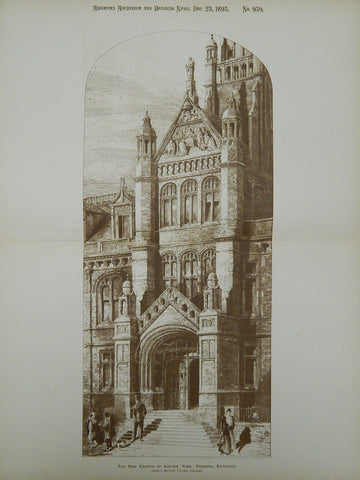 Principal Entrance, New Courts of Justice, York, England, 1893, Huon A. Matear.