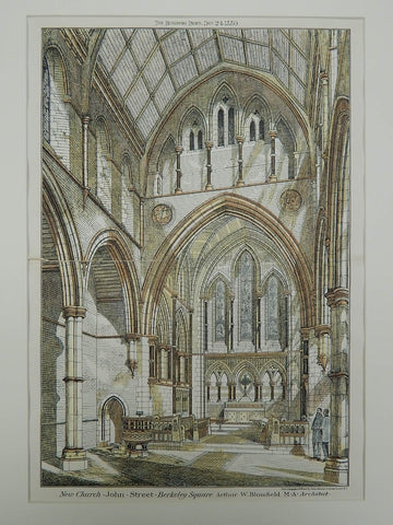 Church on John Street in Berkeley Square, London, England, 1880. Arthur W. Blomfield