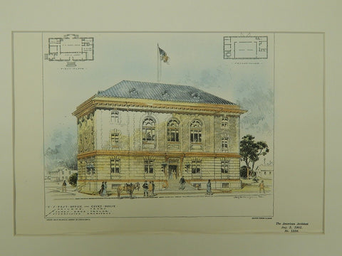 US Post Office and Court House, Abilene TX, 1901. James Knox Taylor. Original