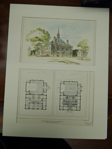 Design for City Hall, Concord, NH, 1902, Original Plan. Warren, Smith, & Biscoe.