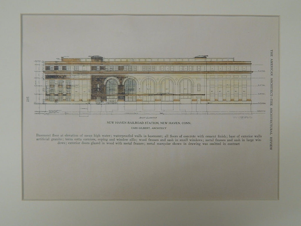 New Haven Railroad Station, New Haven, CT, 1923, Original Plan. Cass Gilbert.