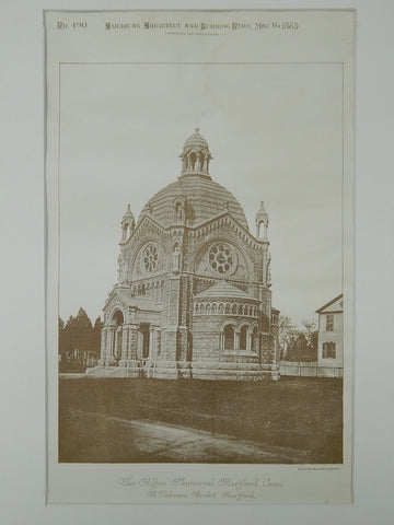 The Allyn Memorial, Hartford, CT, 1885, Photogravure. A. Fehmer.