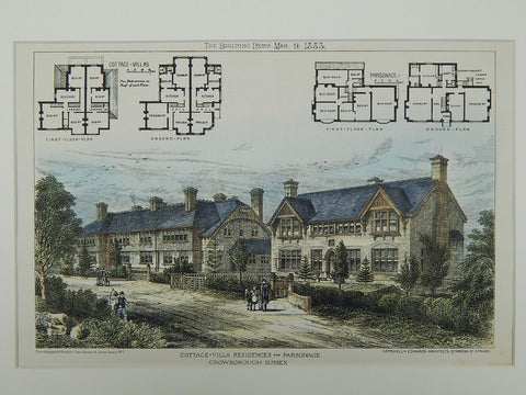 Residences and Parsonage, Crowborough, Sussex, England, 1883. Satchell & Edwards