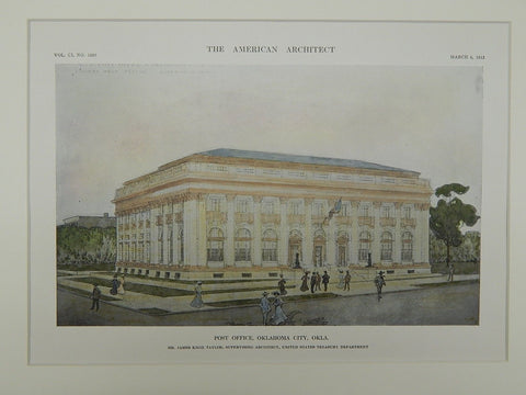 Perspective View, Post Office, Oklahoma City, OK, 1912. James Knox Taylor.