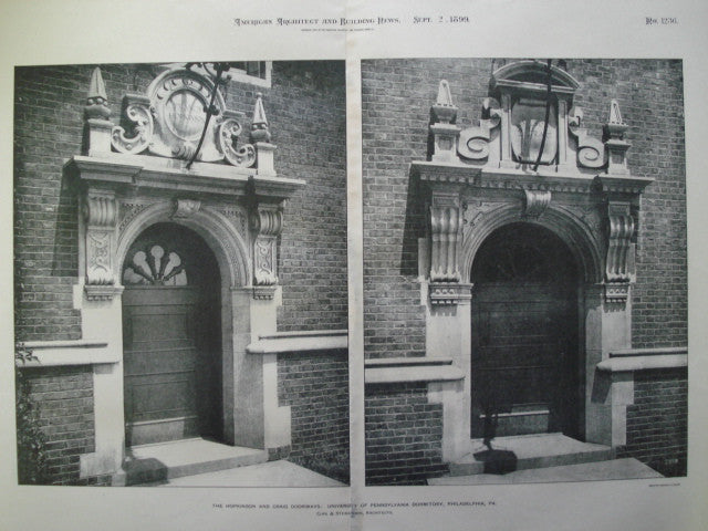 Hopkinson and Craig Doorways: University of Pennsylvania , Philadelphia, PA, 1899, Cope & Stewardson