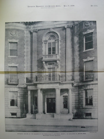 Entrance Feature of the Building of the Massachusetts Historical Society, 1154 Boylston St., Boston, MA, 1899, Wheelwright & Haven
