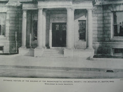 Entrance Feature of the Building of the Massachusetts Historical Society, 1154 Boylston St., Boston, MA, 1899, Wheelwright & Haven